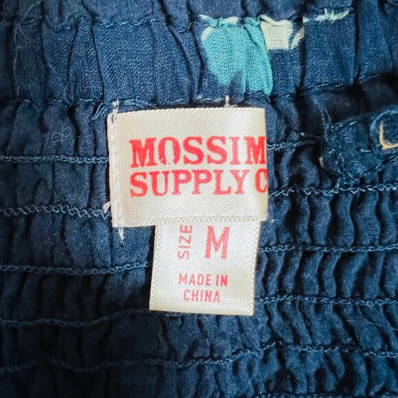 Mossimo Y2K Smocked Summer Dress Plaid Floral Mix Blue - M - Picture 4 of 4